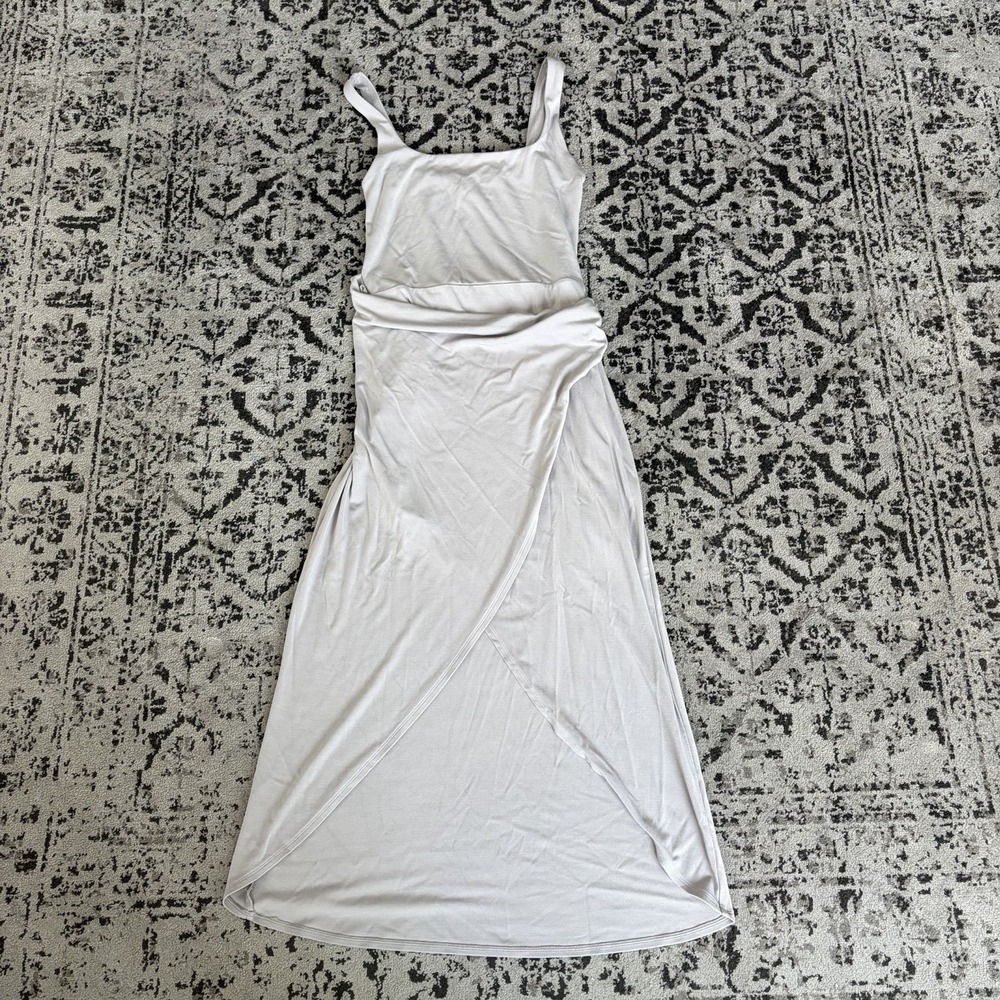 Aritzia Wilfred Saturn Midi Wrap Dress Square Neck Mauve Minimalist Balletcore S